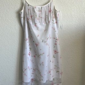 White Pink Flowers Mini Dress